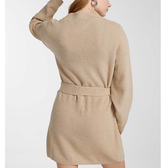 Glamorous brown waffle 3D knit long sleeves belted sweater dress made in UK NWT - Picture 2 of 10